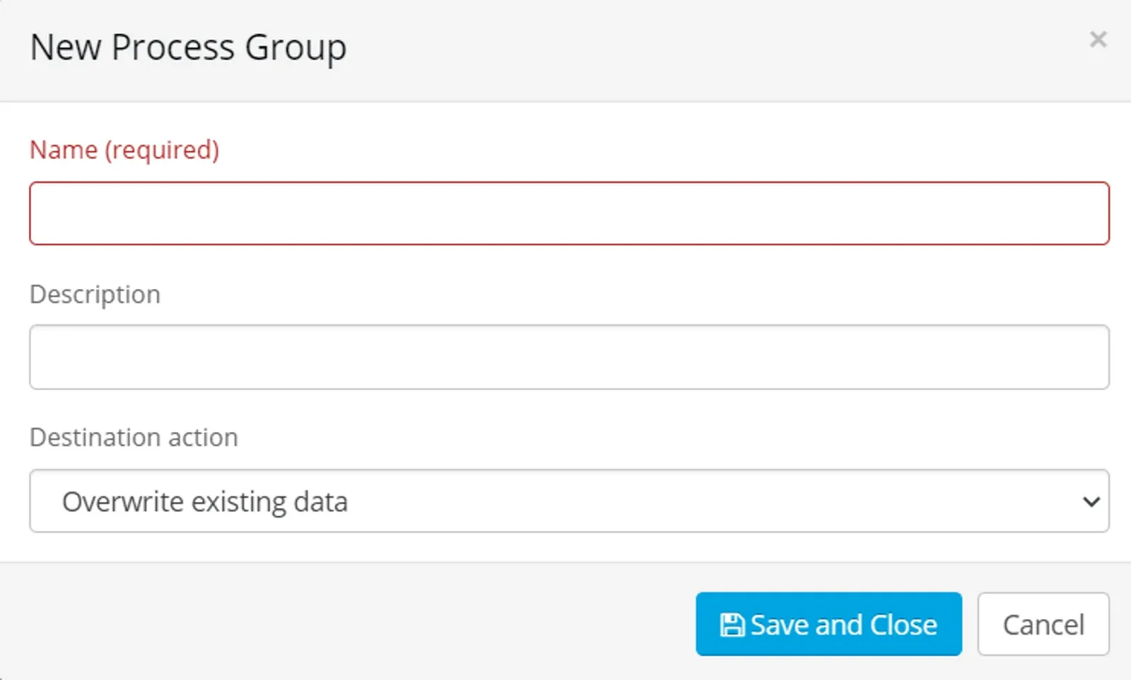 Create a Process Group (screenshot)