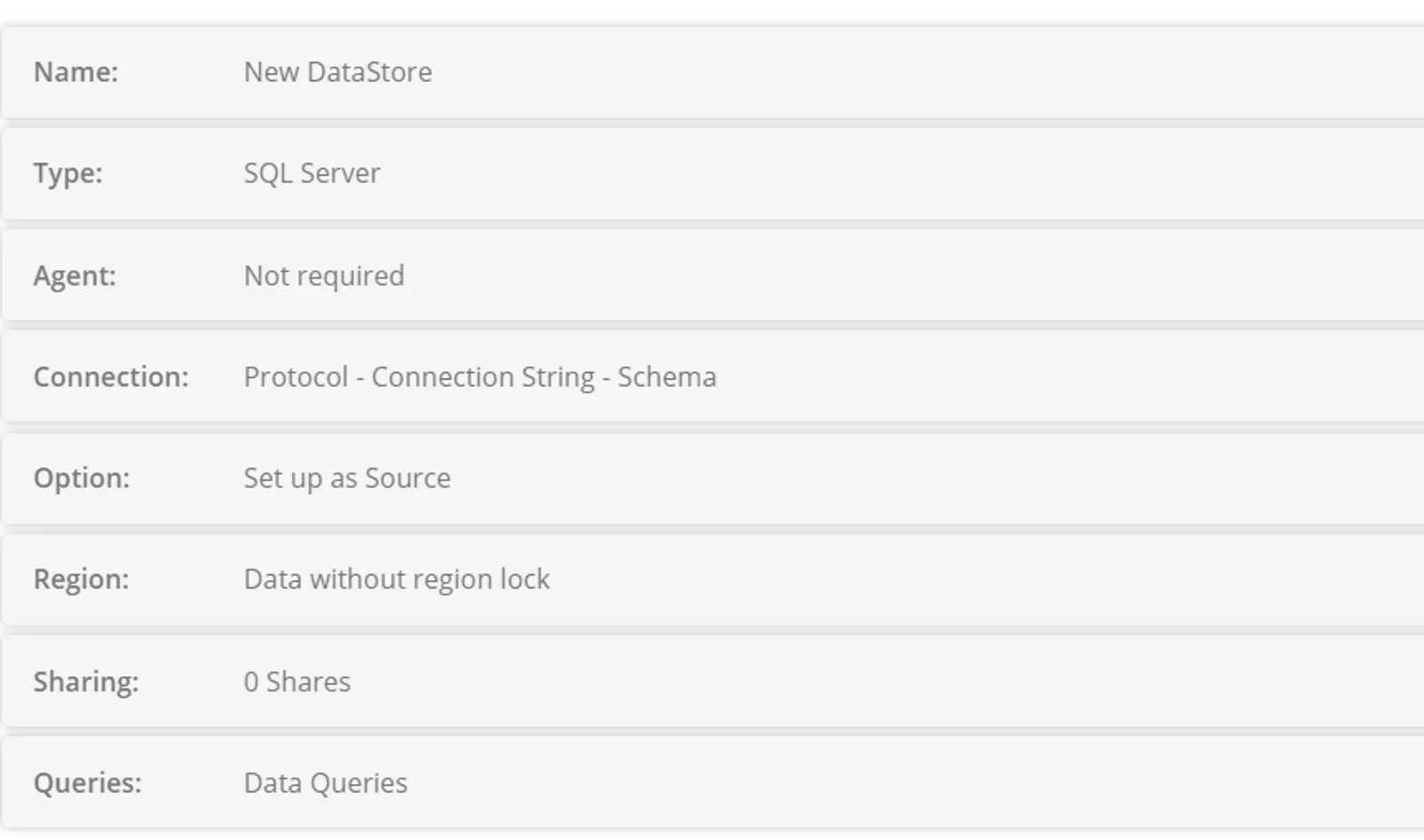 Datastore Connection Settings (screenshot)